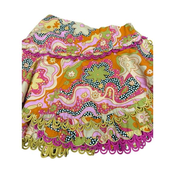 Celia B Corazon Mini Skirt Medium Colorful Embroidered Cotton Ruffle Hem - Picture 6 of 10